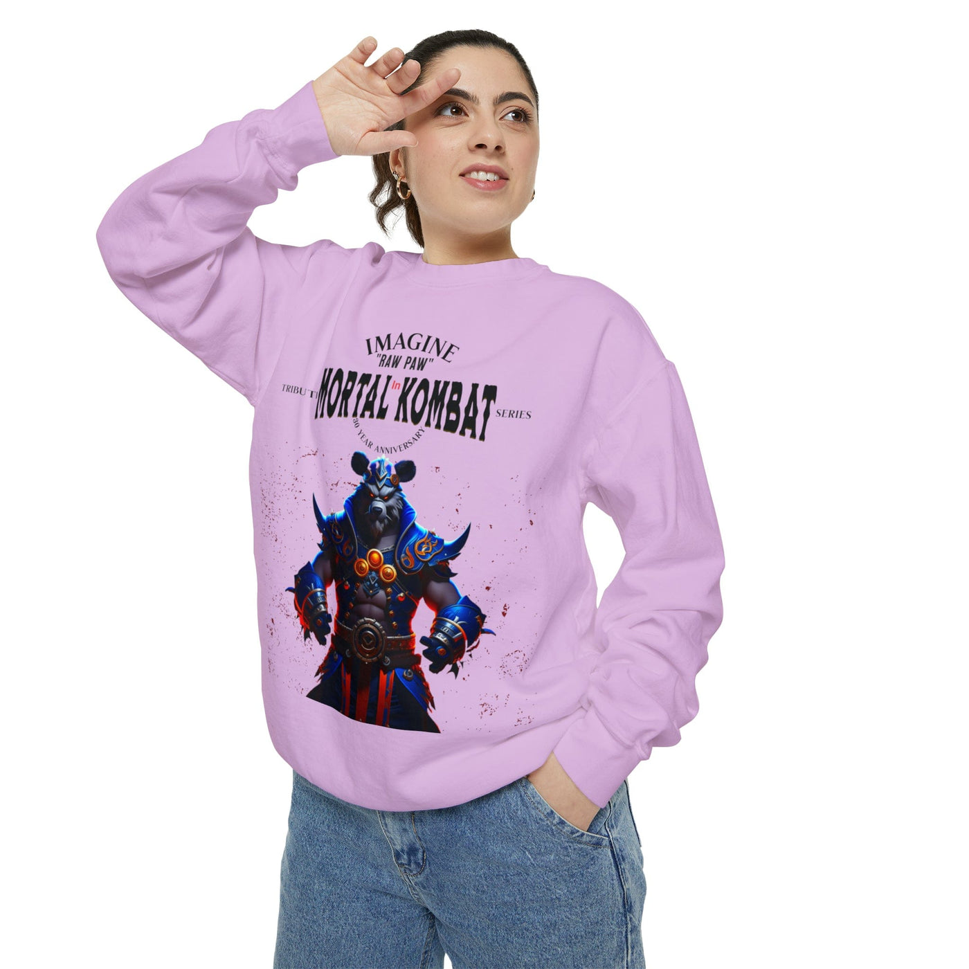 Gamer Fresh Imagine If Collection | Raw Paw Tribute Sweatshirt | Mortal Kombat 30-Year Anniversary Tribute | Unisex Garment-Dyed Sweatshirt