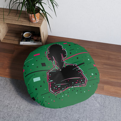 Gamer Fresh Player 2 Dimension Intergalactic Tufted Round Floor Pillow | Earth Green