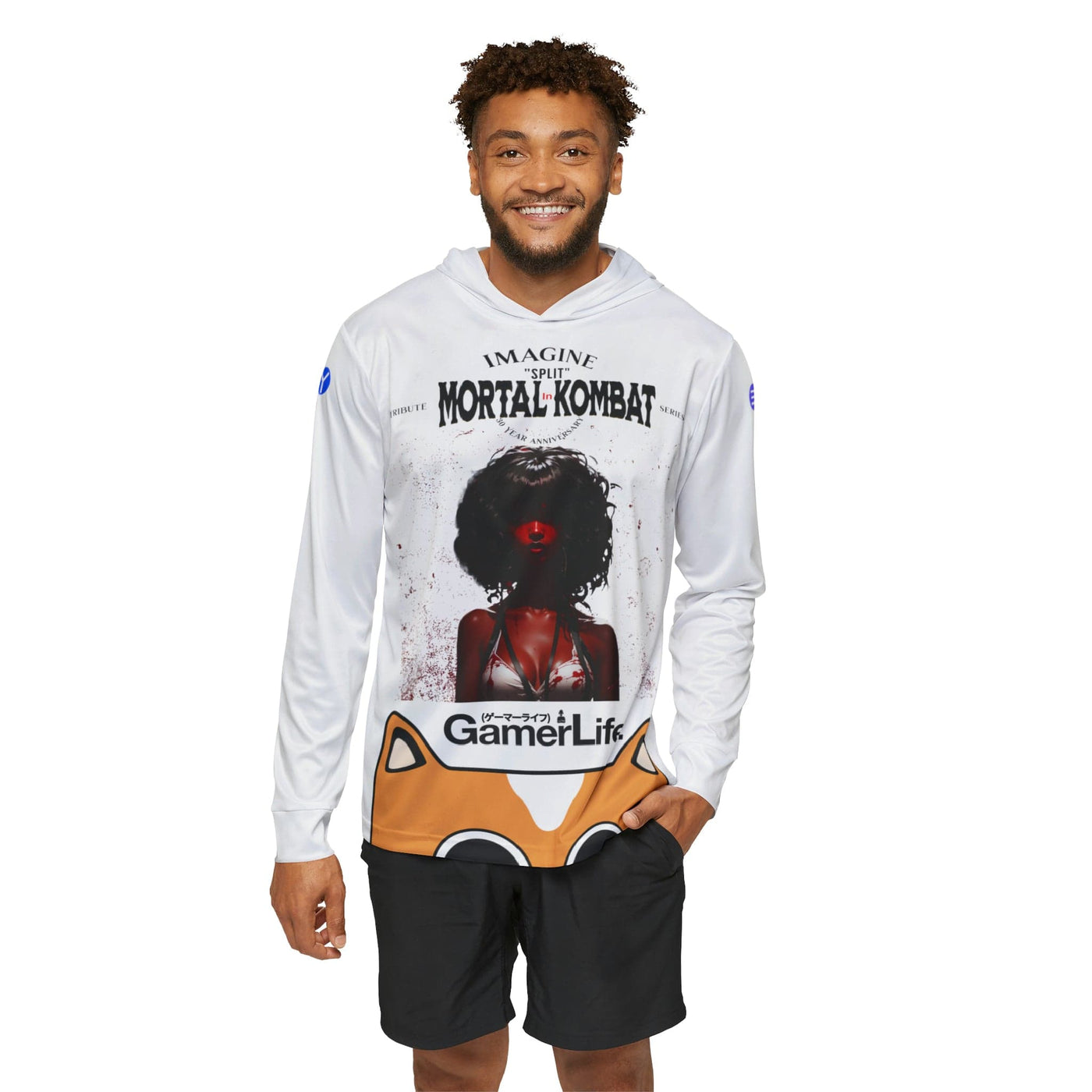 Gamer Fresh Arturo Nuro Collection | Play Awesome | Mortal Kombat 30 Year Anniversary | Split Limited Edition Tribute | Athletic Warmup White  Hoodie