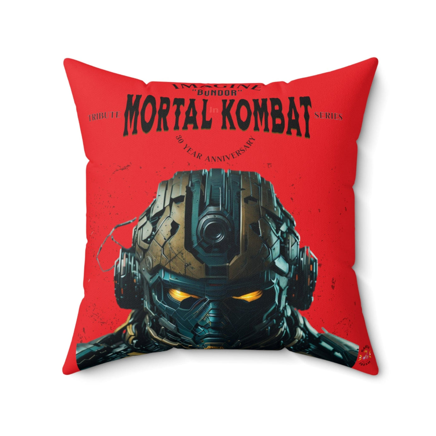 Gamer Fresh | Bundor Time-Warp | Mortal Kombat 30 Year Anniversary Tribute Series | Imagine If Collection |  Red Square Pillow