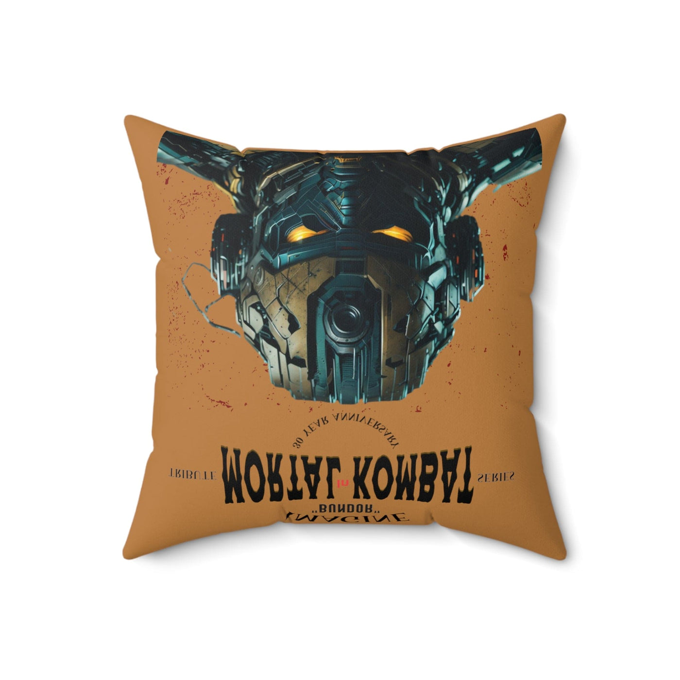 Gamer Fresh Imagine If Collection | Mortal Kombat 30 Year Anniversary Collection | Bundor Time-Warp | Tan Brown Square Pillow