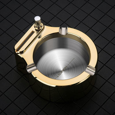 Ignite Elegance: Deluxe Metal Ashtray Set with Permanent Match by Gamer Fresh