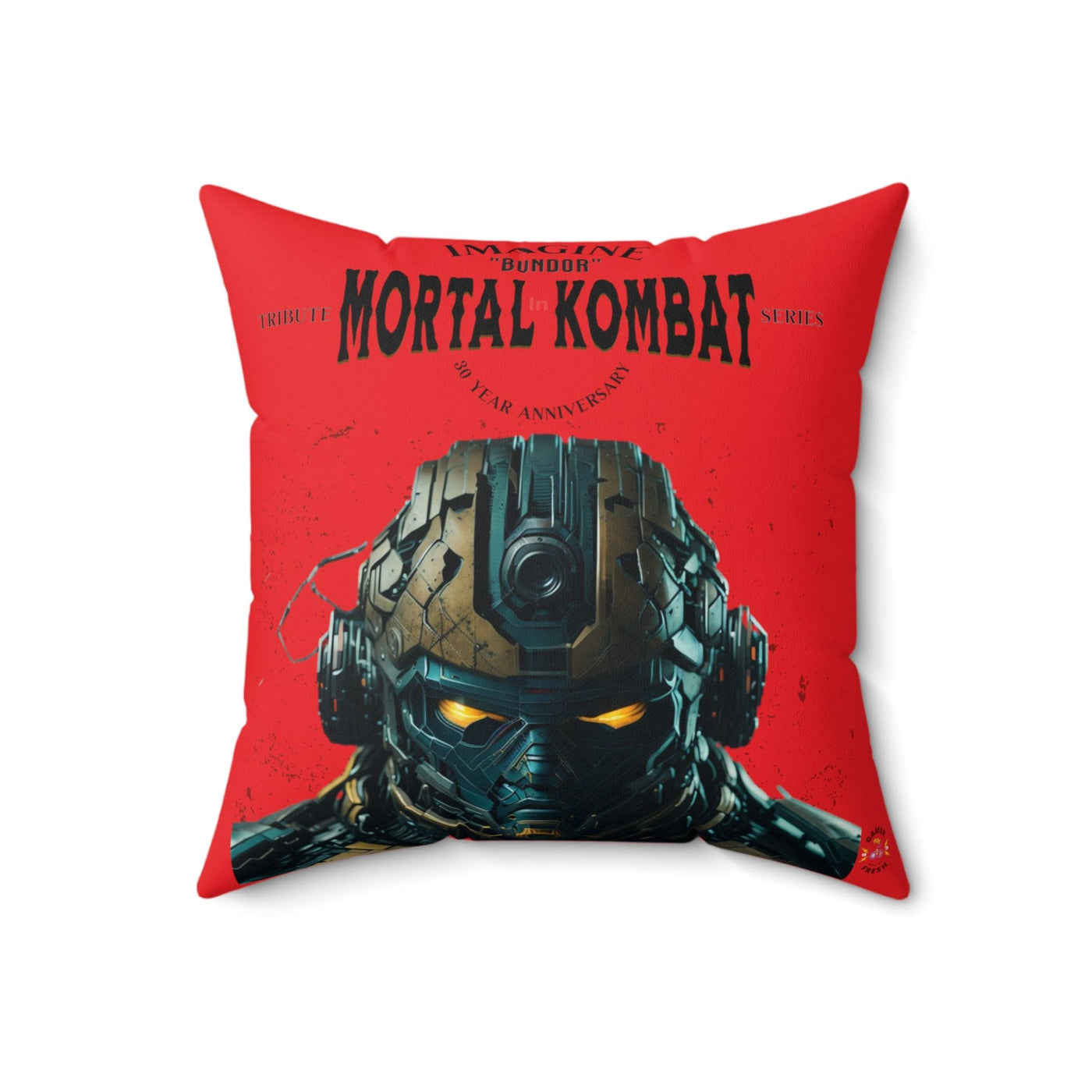 Gamer Fresh | Bundor Time-Warp | Mortal Kombat 30 Year Anniversary Tribute Series | Imagine If Collection |  Red Square Pillow