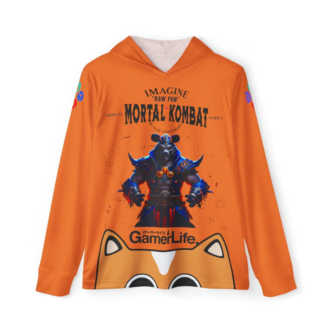 Gamer Fresh Arturo Nuro Collection | Play Awesome | Mortal Kombat 30 Year Anniversary | Raw Paw Limited Edition Tribute | Athletic Warmup Crusta Orange Hoodie