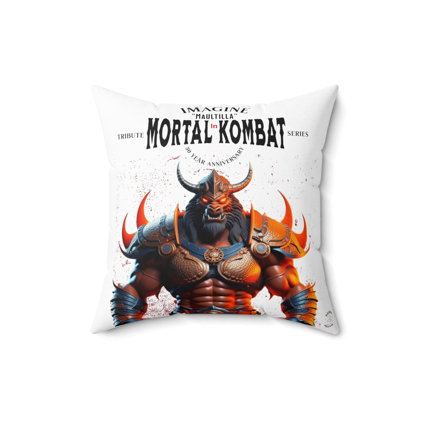 Gamer Fresh | Imagine If Collection | Maultilla | Mortal Kombat 30-Year Anniversary Tribute | White Square Pillow