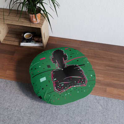 Gamer Fresh Player 2 Dimension Intergalactic Tufted Round Floor Pillow | Earth Green