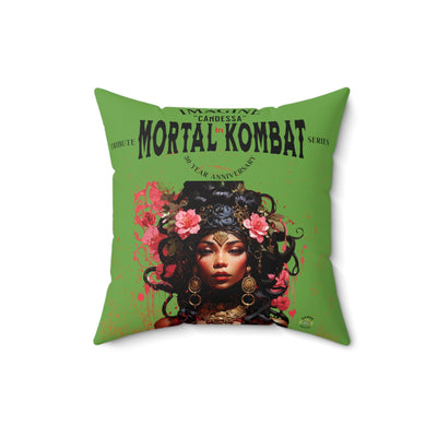 Gamer Fresh | Candessa Mortal Kombat 30th Anniversary Tribute Series | Imagine If Collection | Forest Green Square Pillow