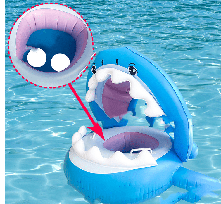 Shark Splasher: Interactive Inflatable Swimming Ring with Awning - Ultimate Pool Fun for Kids