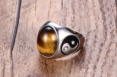 Tiger Eye Harmony | Yin Yang Oval Stone Ring | by Gamer Fresh