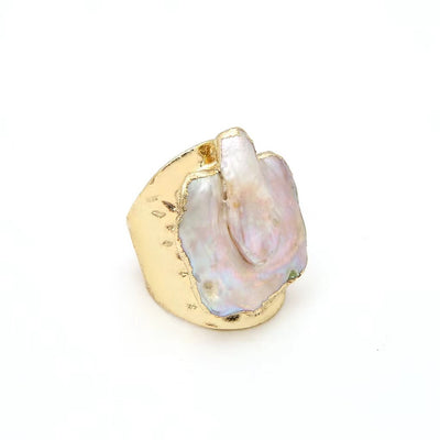 Baroque Elegance | Irregular Pearl Gilt Edge Ring | by Gamer Fresh