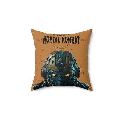 Gamer Fresh Imagine If Collection | Mortal Kombat 30 Year Anniversary Collection | Bundor Time-Warp | Tan Brown Square Pillow