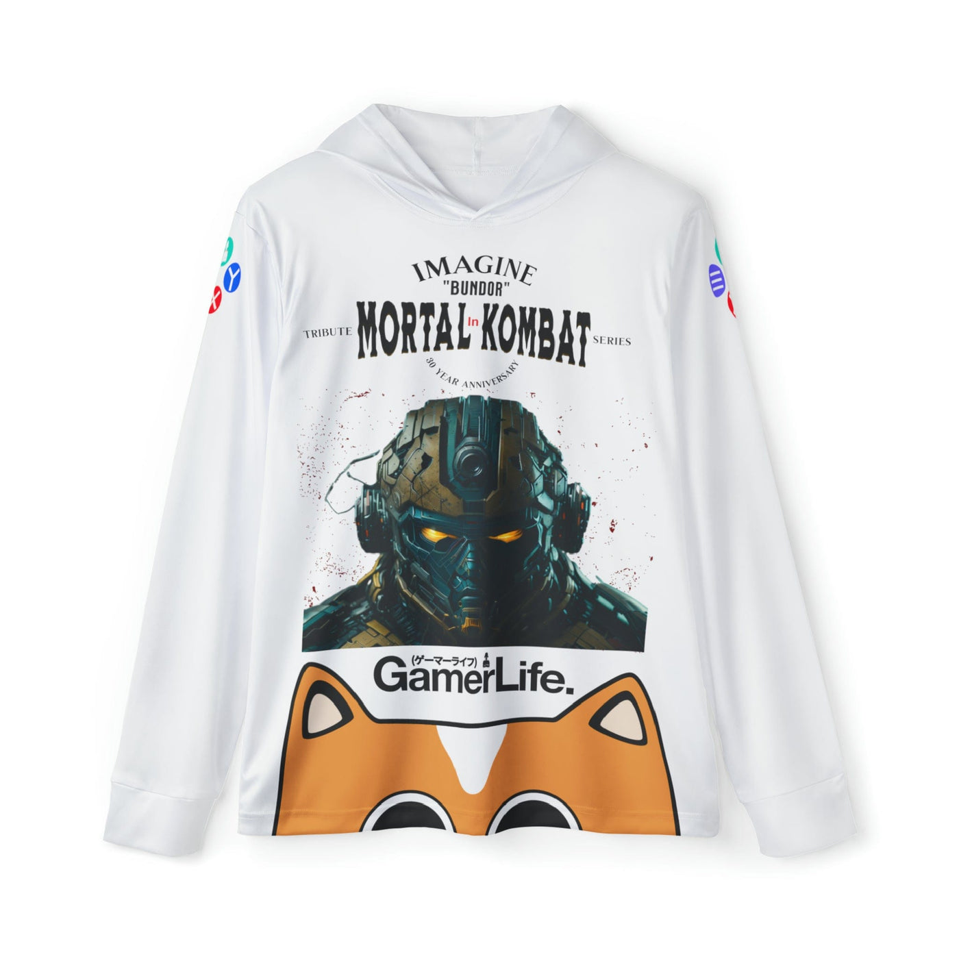 Gamer Fresh Arturo Nuro Collection | Play Awesome | Mortal Kombat 30 Year Anniversary | Bundor Limited Edition Tribute | Athletic Warmup White Hoodie