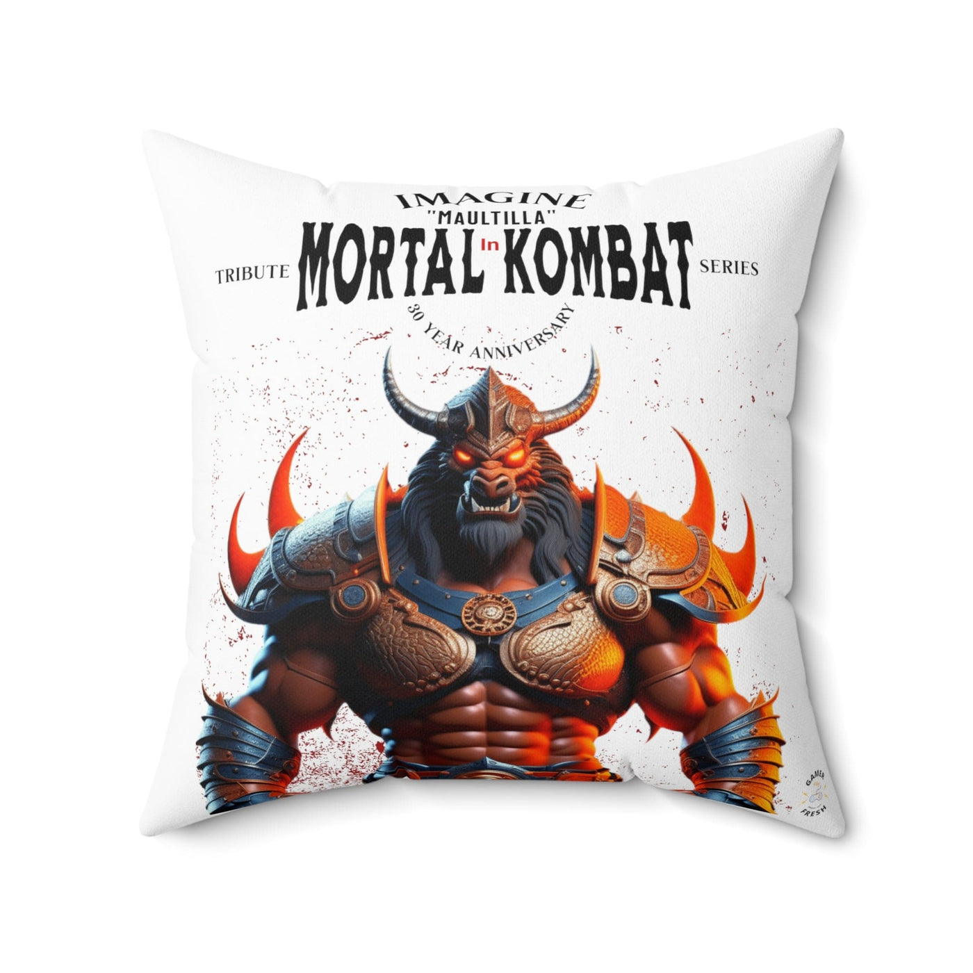 Gamer Fresh | Imagine If Collection | Maultilla | Mortal Kombat 30-Year Anniversary Tribute | White Square Pillow