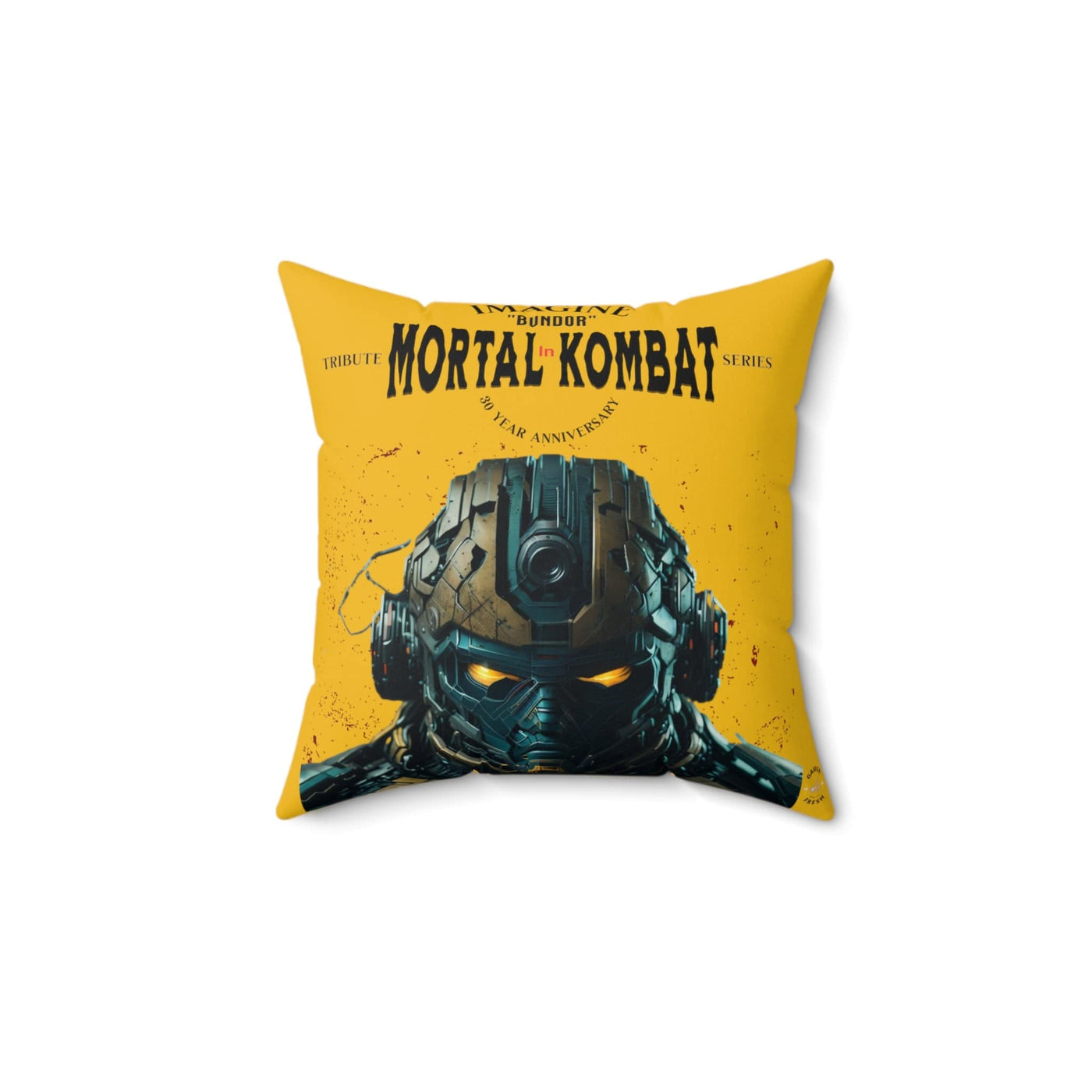 Gamer Fresh | Bundor Time-Warp | Mortal Kombat 30 Year Anniversary Tribute Series | Imagine If Collection | Sun Yellow Square Pillow