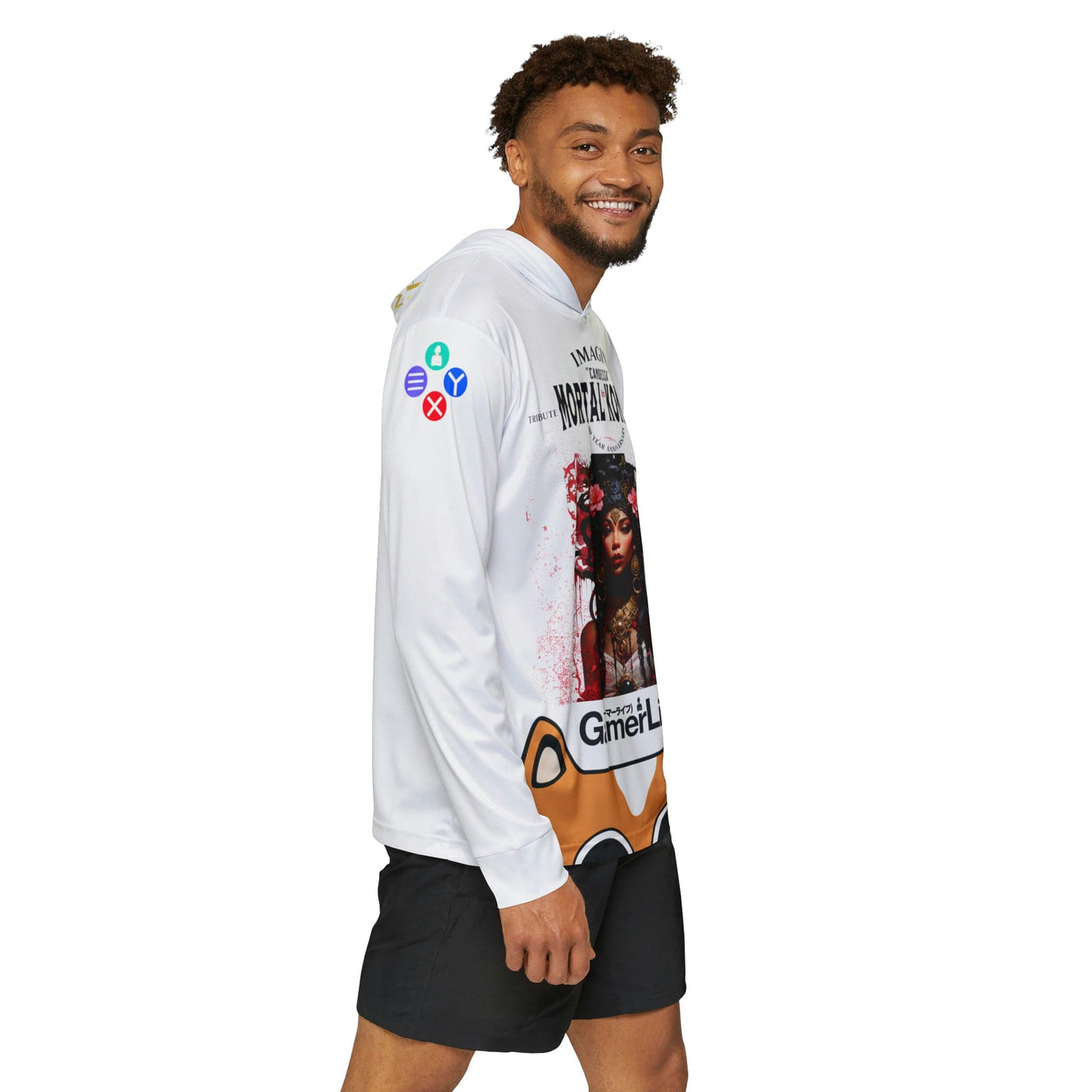 Gamer Fresh Arturo Nuro Collection | Play Awesome | Mortal Kombat 30 Year Anniversary | Candessa Limited Edition Tribute | Athletic Warmup White Hoodie