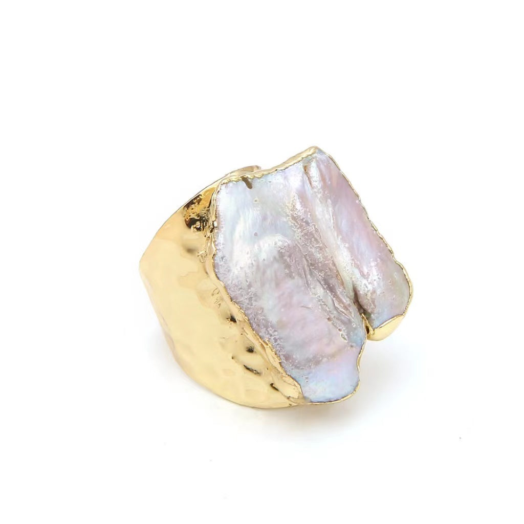 Baroque Elegance | Irregular Pearl Gilt Edge Ring | by Gamer Fresh