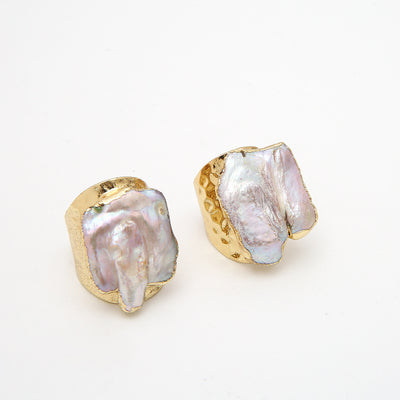 Baroque Elegance | Irregular Pearl Gilt Edge Ring | by Gamer Fresh