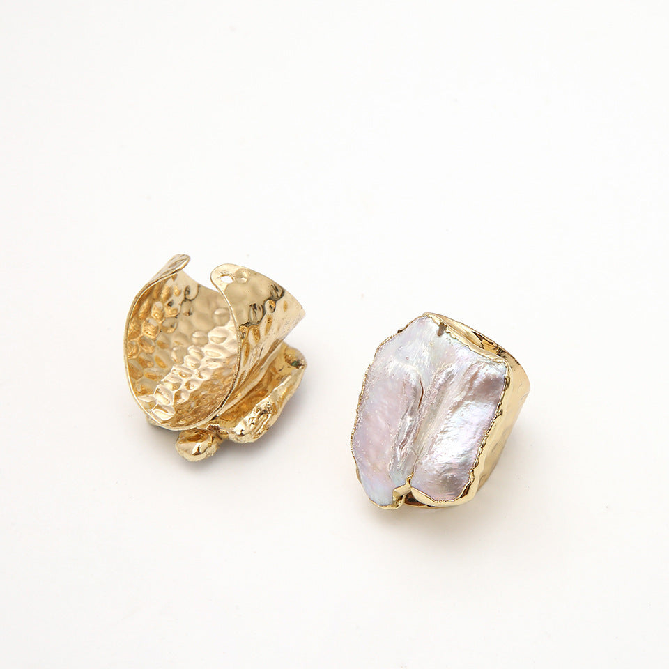 Baroque Elegance | Irregular Pearl Gilt Edge Ring | by Gamer Fresh