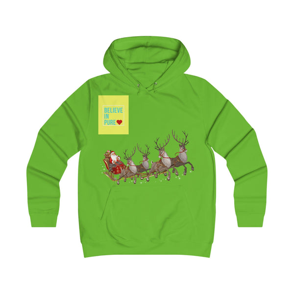Lime Green Love Santa Girlie College Hoodie