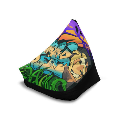 The Gamer Fresh Graffiti Streamer | All Art Lion NYC Mural | Black Bean Bag Chair