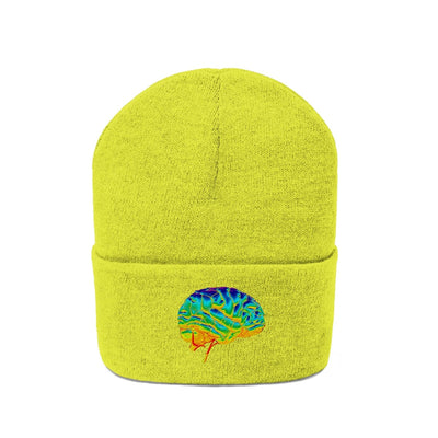 The Yellow Colored Brain Knitted Beanie Hat