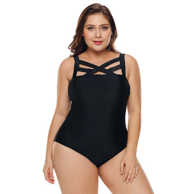 Backless Icey Siamese Black Swimwear Bikini