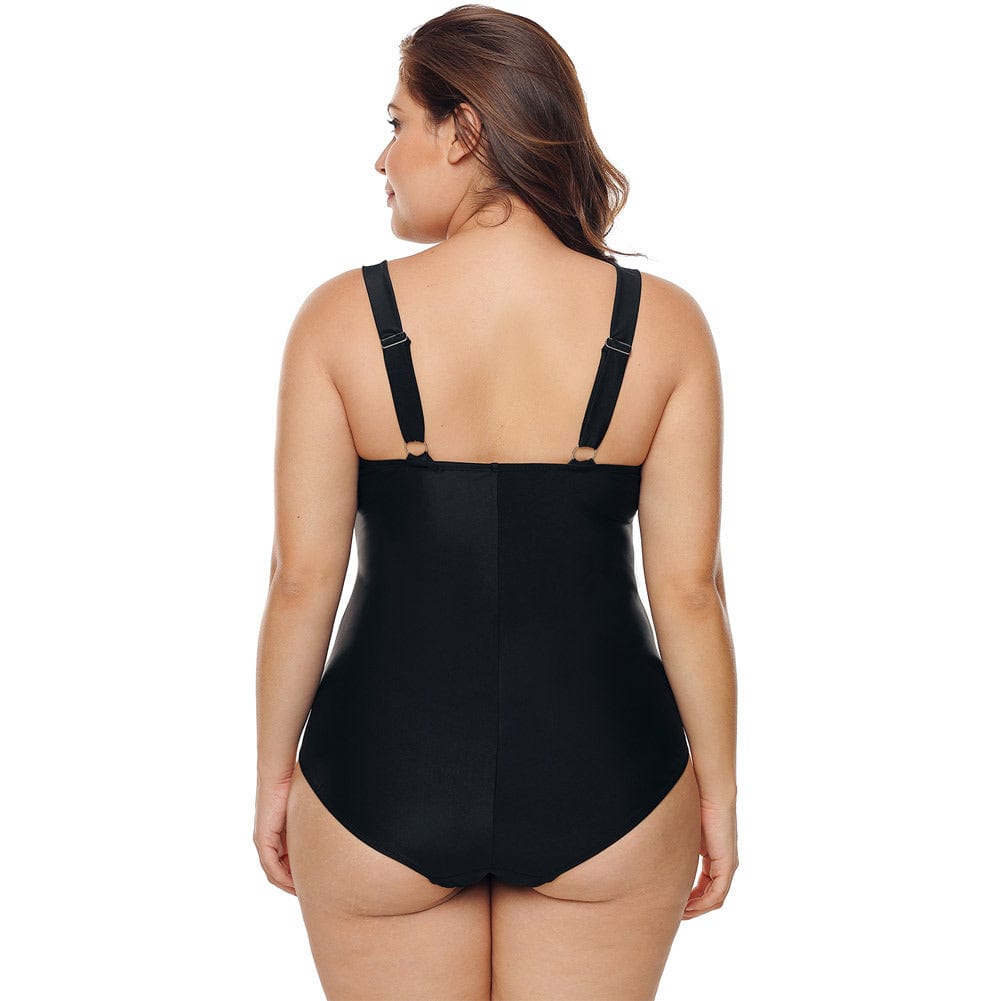 Backless Icey Siamese Black Swimwear Bikini