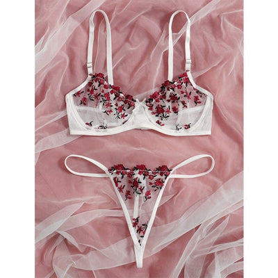 Ladies Floral Legend Embroidery Cosplay Lingerie Set