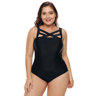 Backless Icey Siamese Black Swimwear Bikini