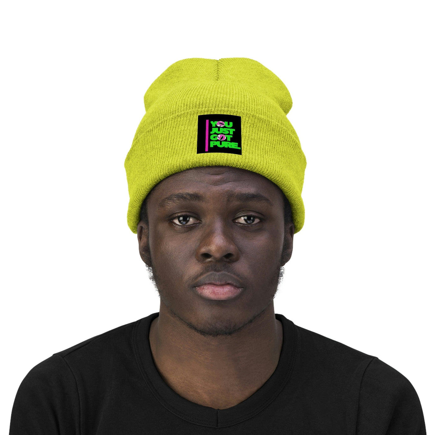 The You Just Got Pure Neon Green/Neon Pink Knitted Beanie Hat