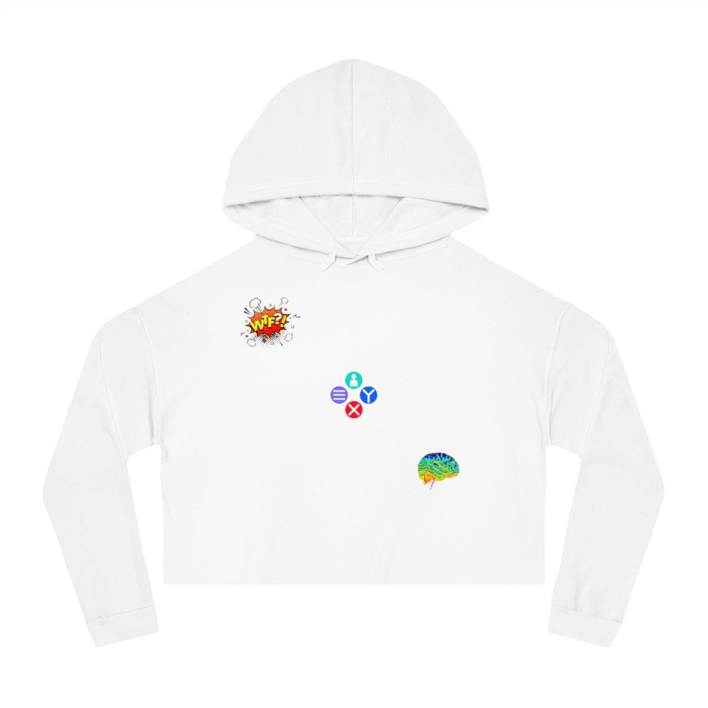 Gamer Fresh Exclusive | WTF Is On Your Mind Player | Women's Cropped Hoodie | White Sweatshirt