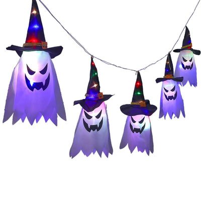 Halloween Holiday Cloth Art Ghost Decoration String Light Lanterns by Gamer Fresh