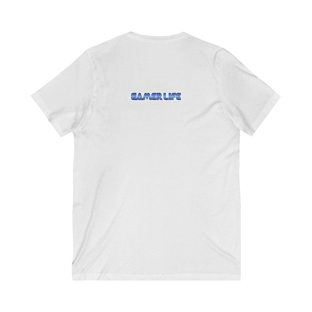 Exclusive Button Masher Controller | White Unisex Jersey | Short Sleeve V-Neck T-Shirt