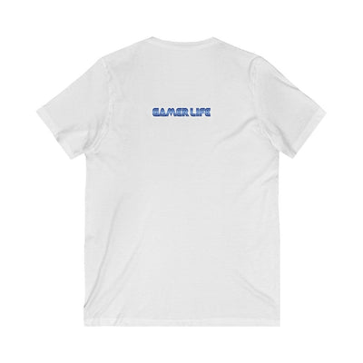 Exclusive Button Masher Controller | White Unisex Jersey | Short Sleeve V-Neck T-Shirt