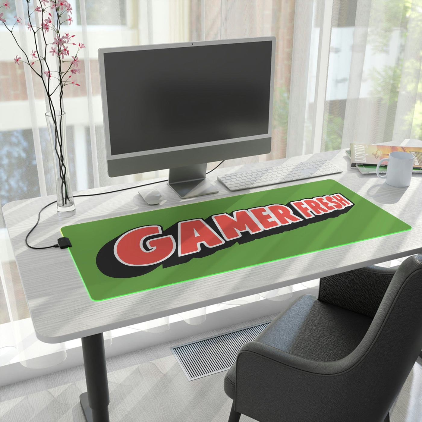 The Gamer Fresh | LED Gaming Computer Desk Mat | Kelly Green