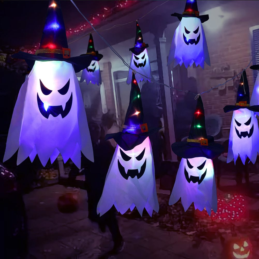 Halloween Holiday Cloth Art Ghost Decoration String Light Lanterns by Gamer Fresh