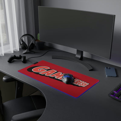 The Gamer Fresh | LED Gaming Computer Desk Mat | Dark Red