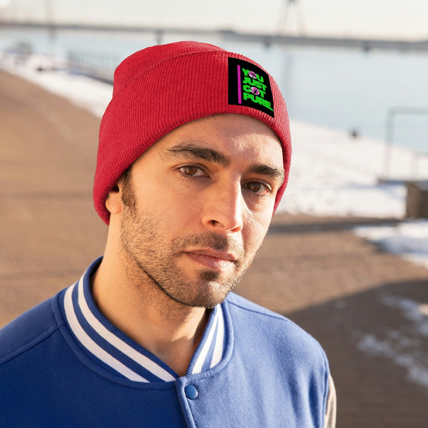 The You Just Got Pure Neon Green/Neon Pink Knitted Beanie Hat