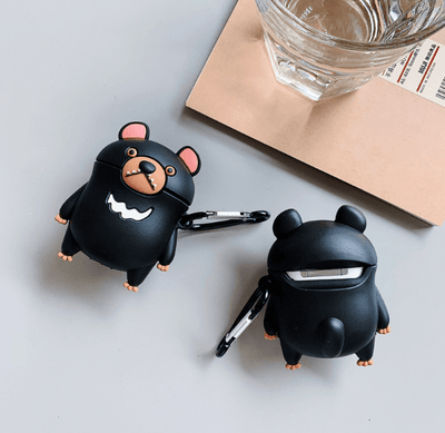 Blackout Teddy Ted Bear Wireless Air Pods Headphone Charging Case