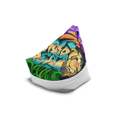 The Gamer Fresh Graffiti Streamer | All Art Lion NYC Mural | White Bean Bag Chair