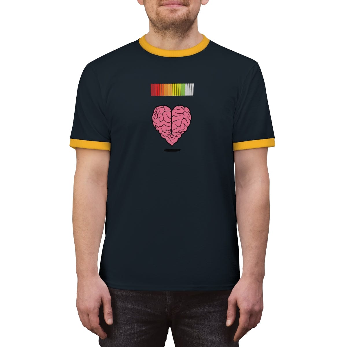 Exclusive Vision Slayer Heart Life Bar Unisex White/Jet Black Ringer Tee