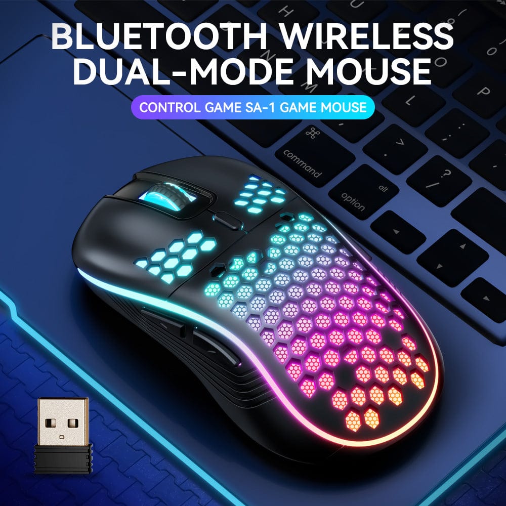 The "Gu 0X" Dual Mode Honeycomb Shell RGB Wireless Bluetooth Gaming Mouse