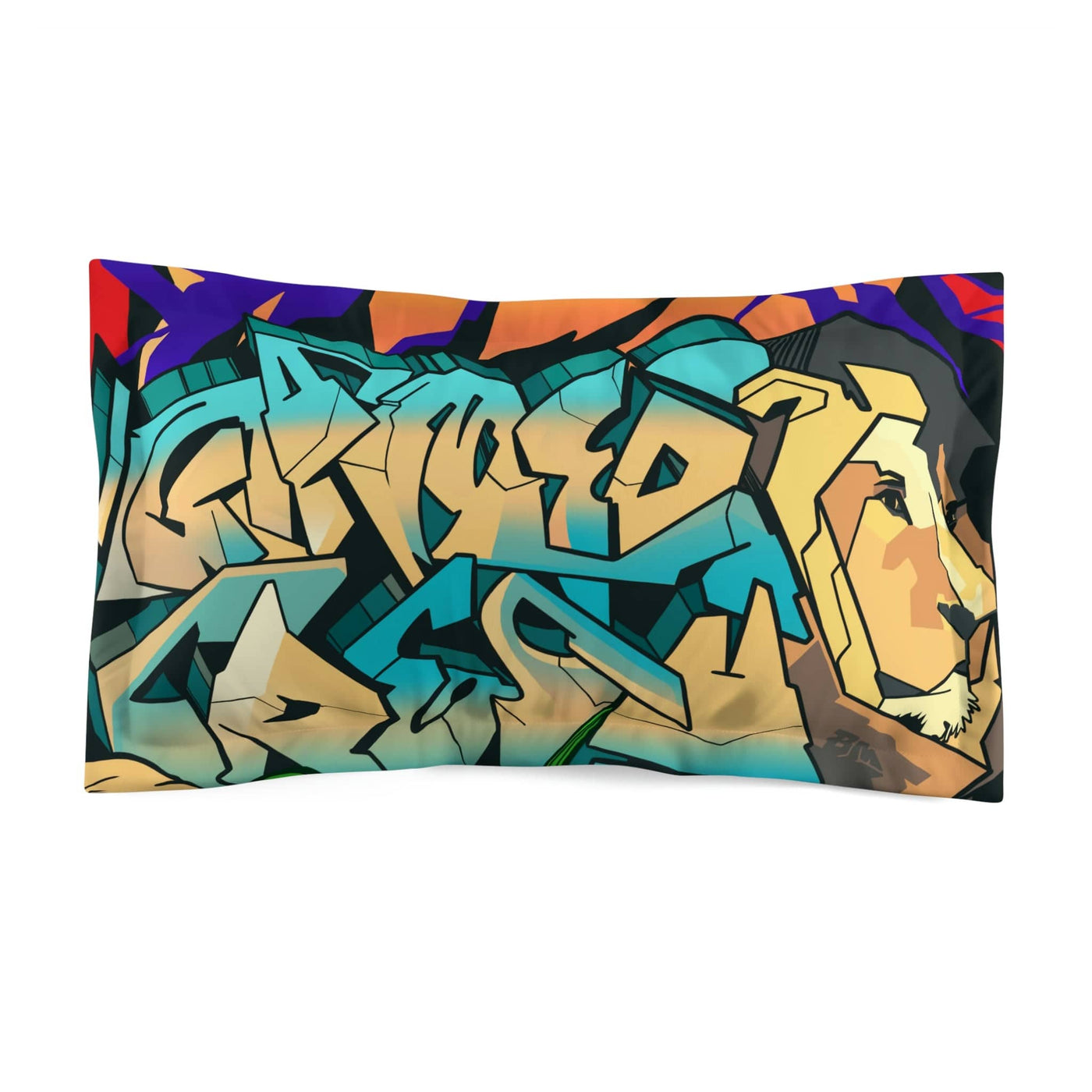 Gamer Fresh Graffiti NYC Lion Mural | Microfiber Red Pillow Sham