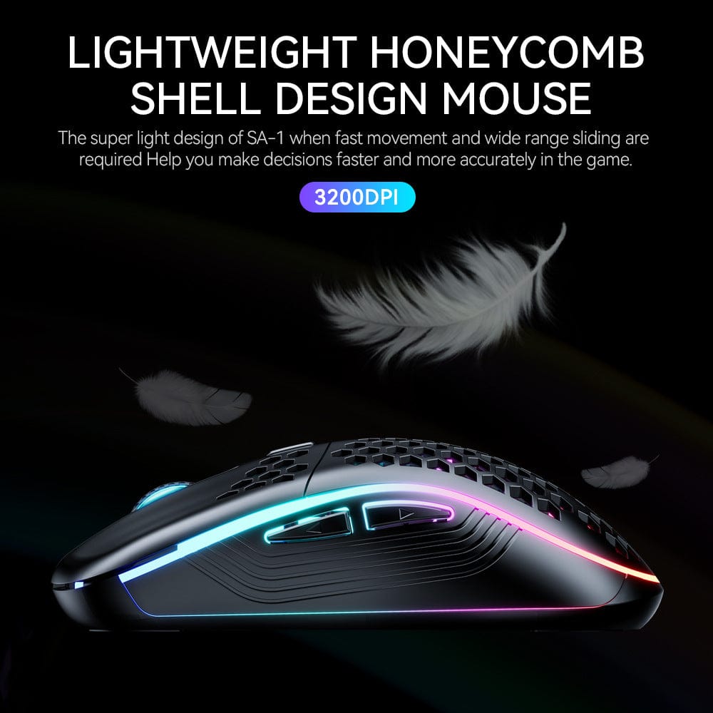 The "Gu 0X" Dual Mode Honeycomb Shell RGB Wireless Bluetooth Gaming Mouse