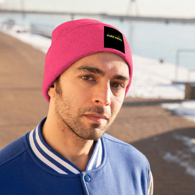 The Pure Heart Beat Wave Neon Pink Knitted Beanie Hat