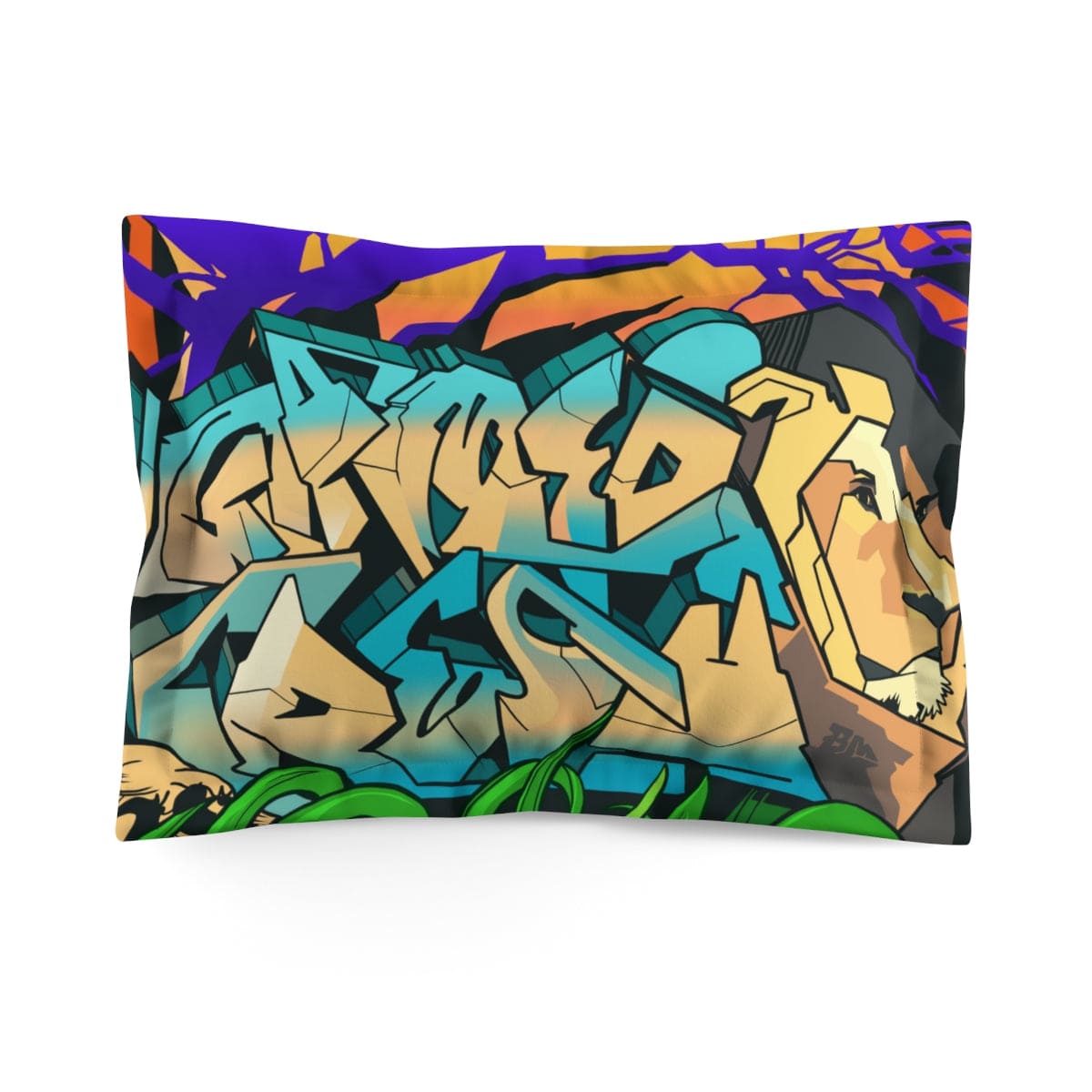 Gamer Fresh Graffiti NYC Lion Mural | Microfiber Sun Burst Orange Pillow Sham