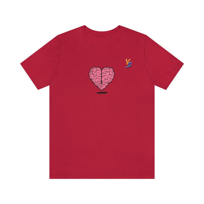 Heart vs Brain On The Back White Jersey Short Sleeve T-shirt