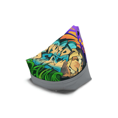 The Gamer Fresh Graffiti Streamer | All Art Lion NYC Mural | Grey Bean Bag Chair