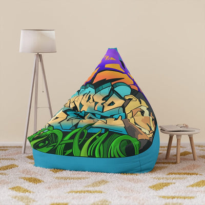 The Gamer Fresh Graffiti Streamer | All Art Lion NYC Mural | Turquoise Bean Bag Chair