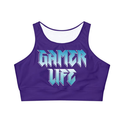 Gamer Fresh Limited Edition Gamer Life Fully Lined Padded Ladies Sports Bra | Purple
